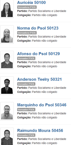 Elei&ccedil;&otilde;es 2012: candidatos a vereador pelo Psol (50) em Parauapebas