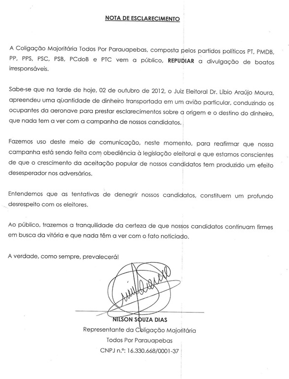 Nota de esclarecimento