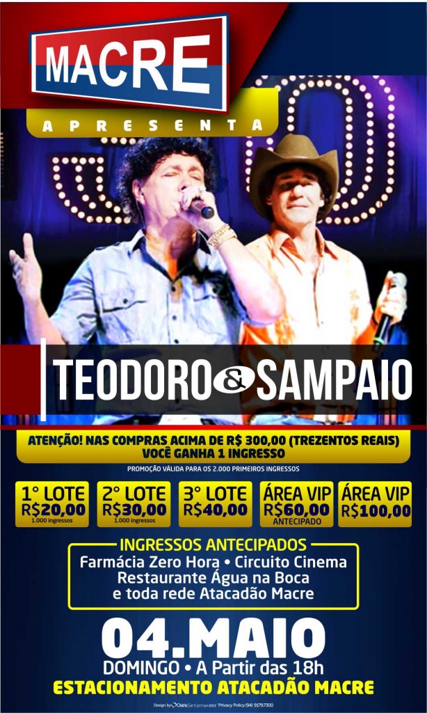 Macre promove show com Teodoro & Sampaio em Parauapebas no próximo dia 4