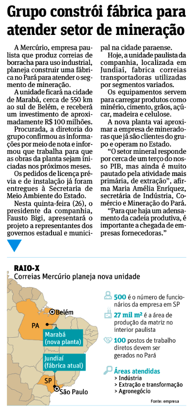 Marabá vai receber fábrica de correias de borrachas para uso industrial