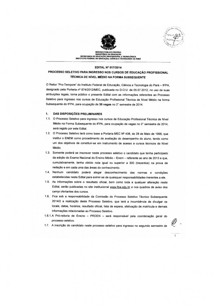 IFPA de Parauapebas lança edital para 35 vagas para o curso técnico de mecânica.