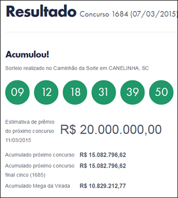 Resultado da Mega Sena 1684 &ndash; Acumulou