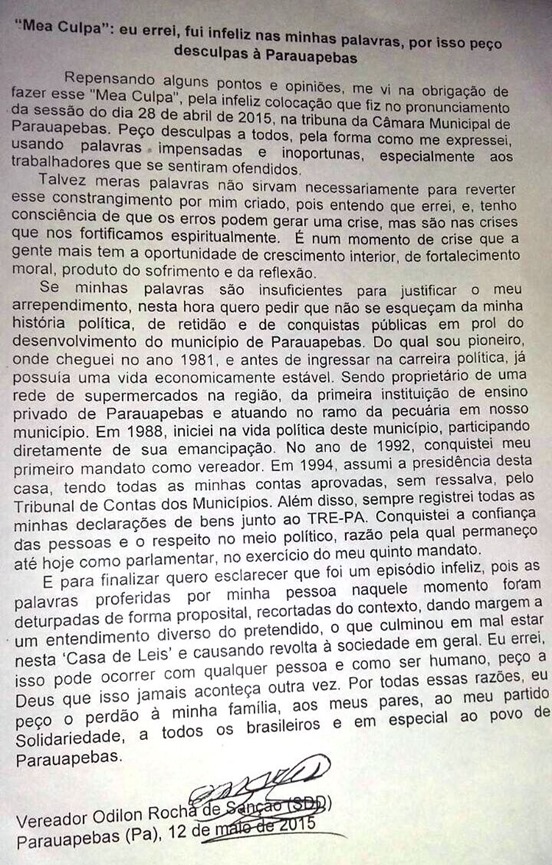 Parauapebas: depois de virar fen&ocirc;meno nacional nas redes sociais, vereador usa tribuna da C&acirc;mara e se desculpa