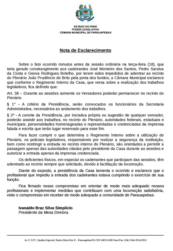 Nota de esclarecimento
