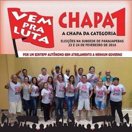Chapa 1 vence as elei&ccedil;&otilde;es para o Sintepp Parauapebas