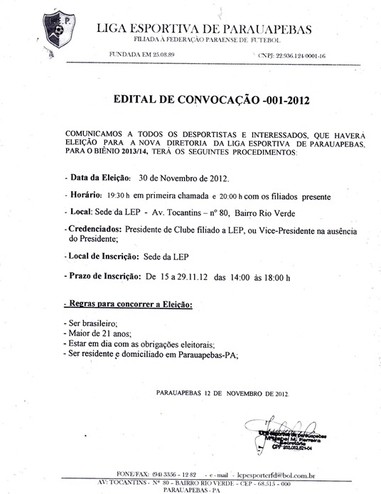 Edital de Convoca&ccedil;&atilde;o